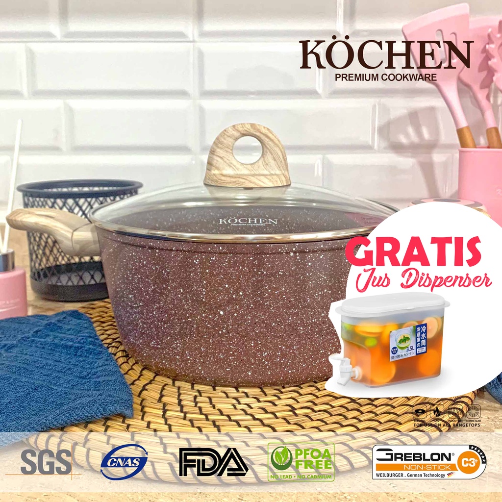 Panci Casserole 24cm Granite Granit Greblon C3 German Anti Lengket Dan Gores Alat Masak Serbaguna By Mykochen.ina