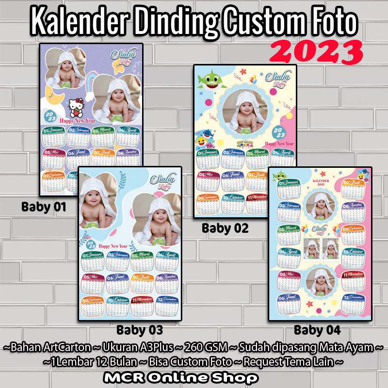 

Kalender Custom Foto 2023 Kalender plus gantungan eyelet Baby