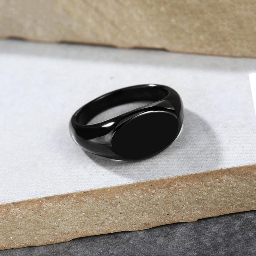 Cincin Pria Titanium Hitam Punk Keren