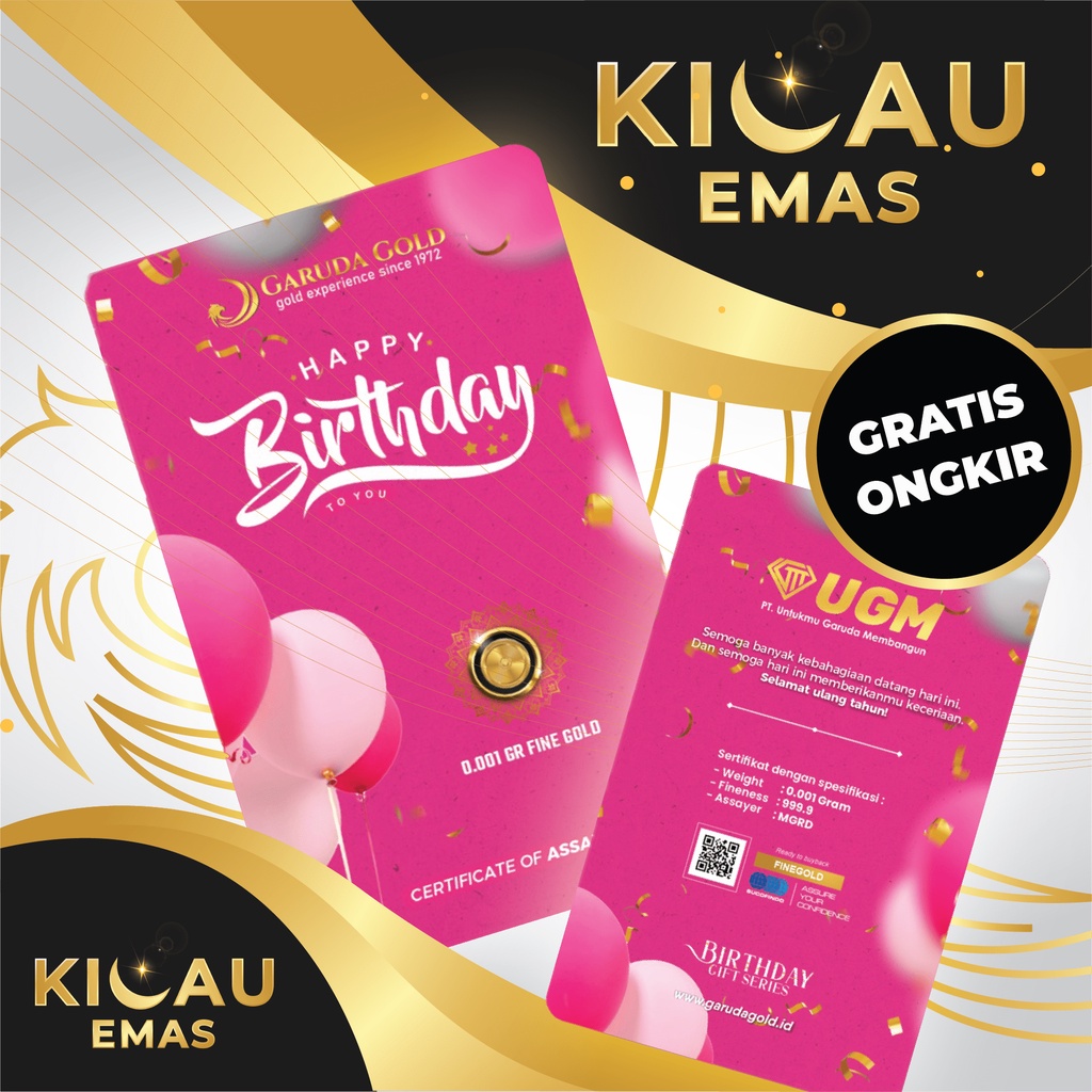 Garuda Gold 0.005 Gram Happy Birthday Gift Series Emas Batangan Murni 24 Karat Bersertifikat