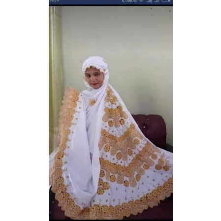mukena bordir bukittinggi bordir padang putih gold