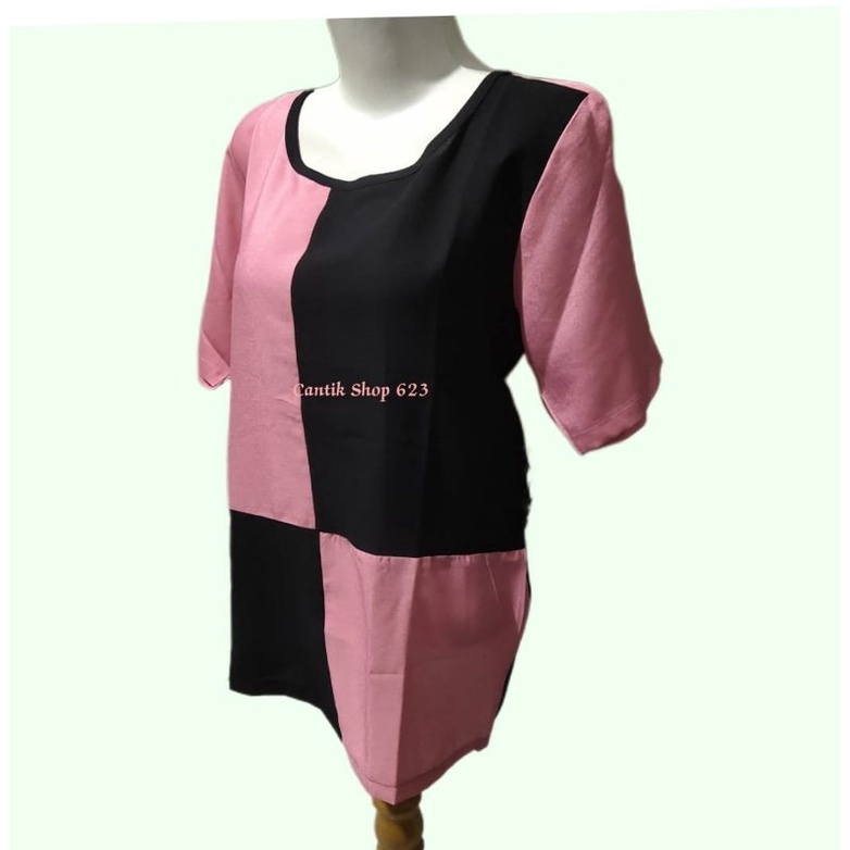 Cantik Blus Wanita Motif Kotak 2 warna Pink