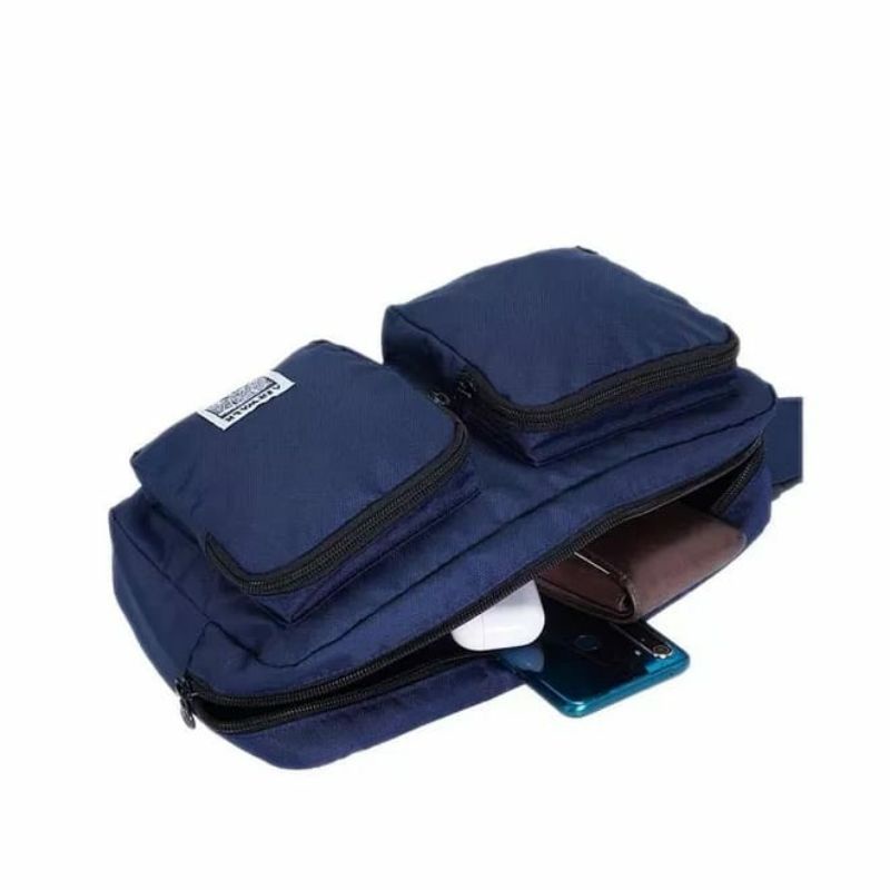 Airwalk Remington Waist Bag Black Navy / tas pinggang biru dongker hitam