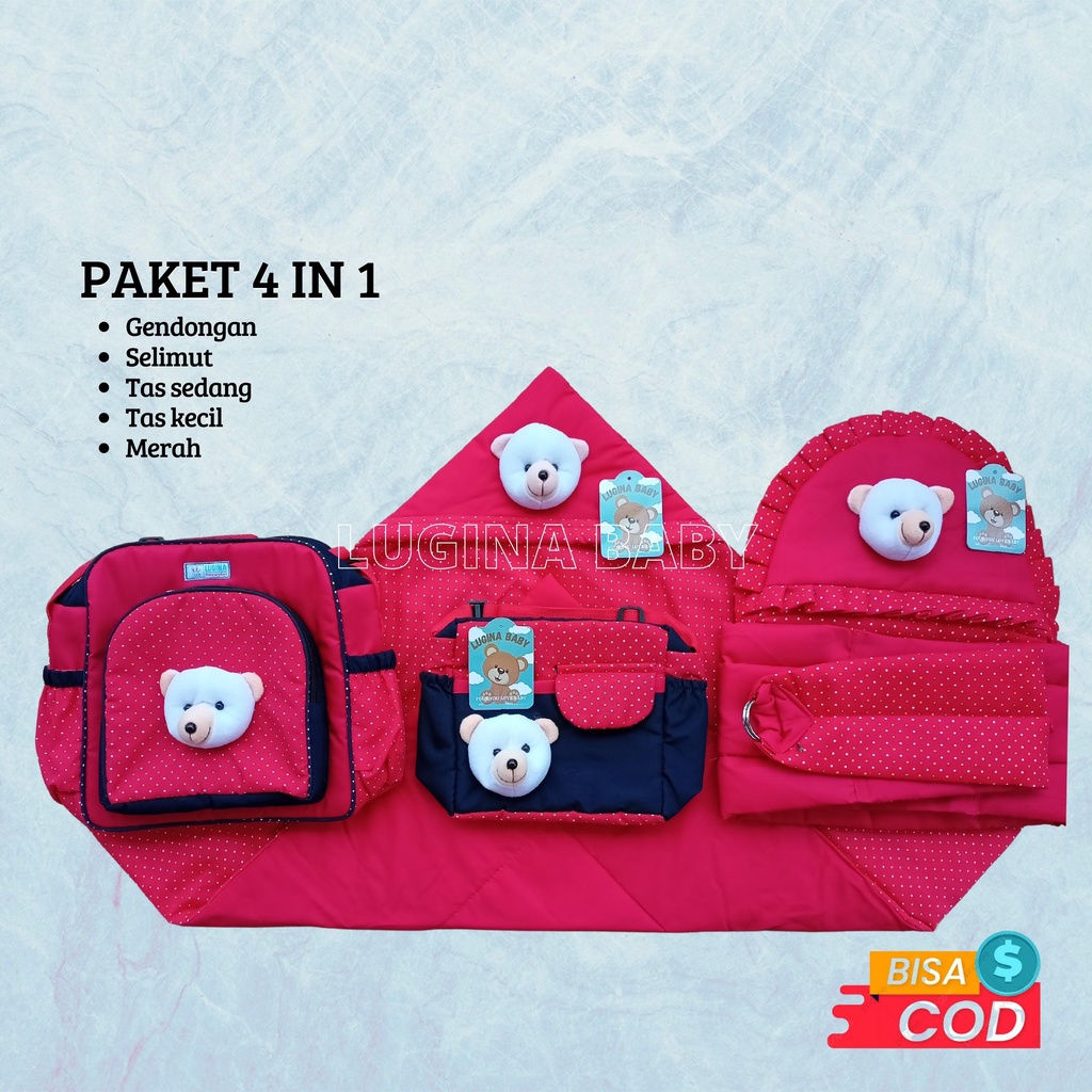 Paket 4in1 Tas bayi Slimut bayi dan Gendongan bayi