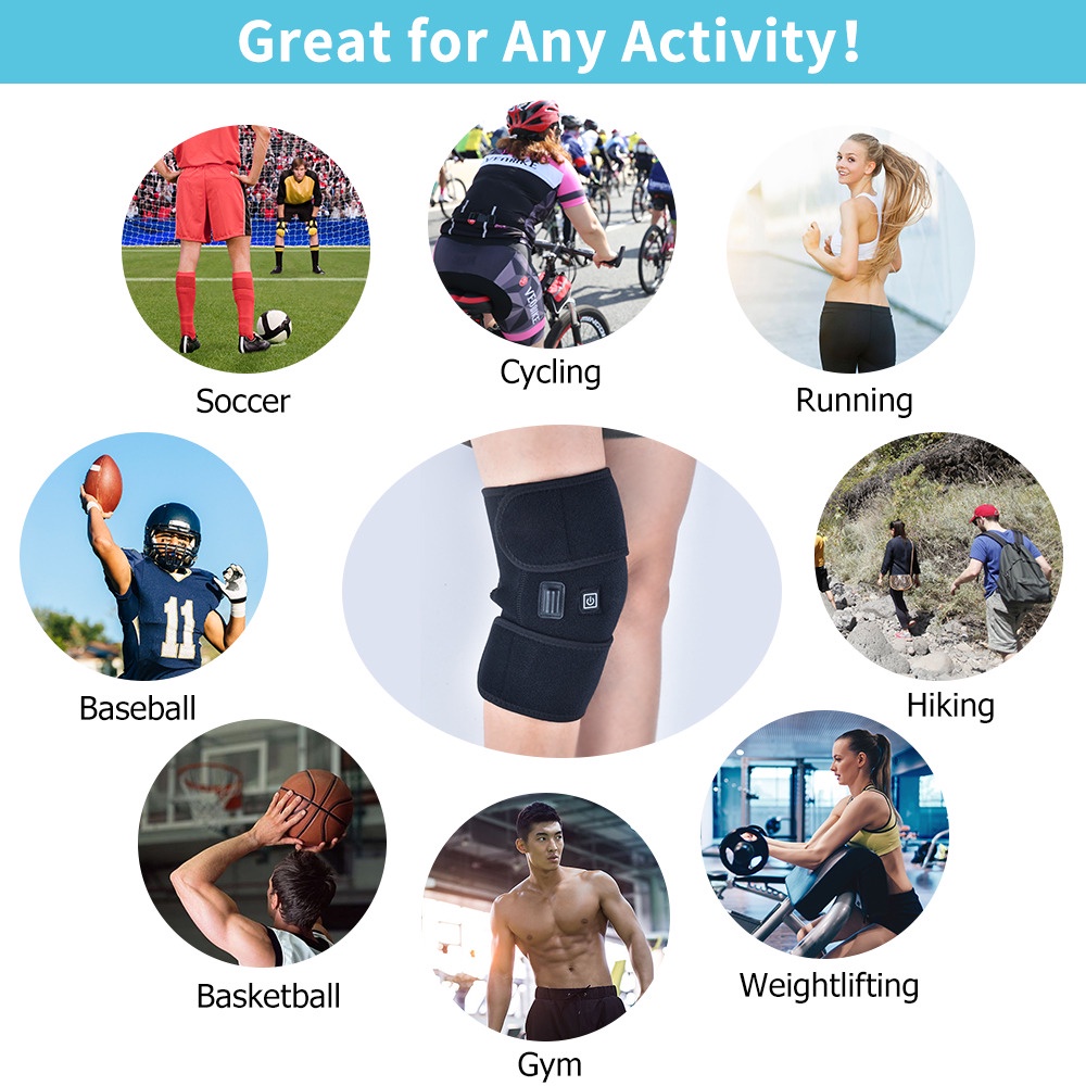 Alat Terapi Pelindung Lutut Olahraga Heating Therapy Knee Alat Pelindung Lutut Olahraga Fitness Basket Sepeda Alat Terapi Penghangat Pelindung Lutut USB Support Compression Sport Fitness