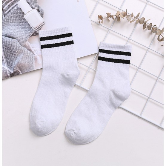 IL - KAOS KAKI PANJANG WANITA PRIA UNISEX MOTIF GARIS STRIP SKATE SIMPLE GAYA KOREA