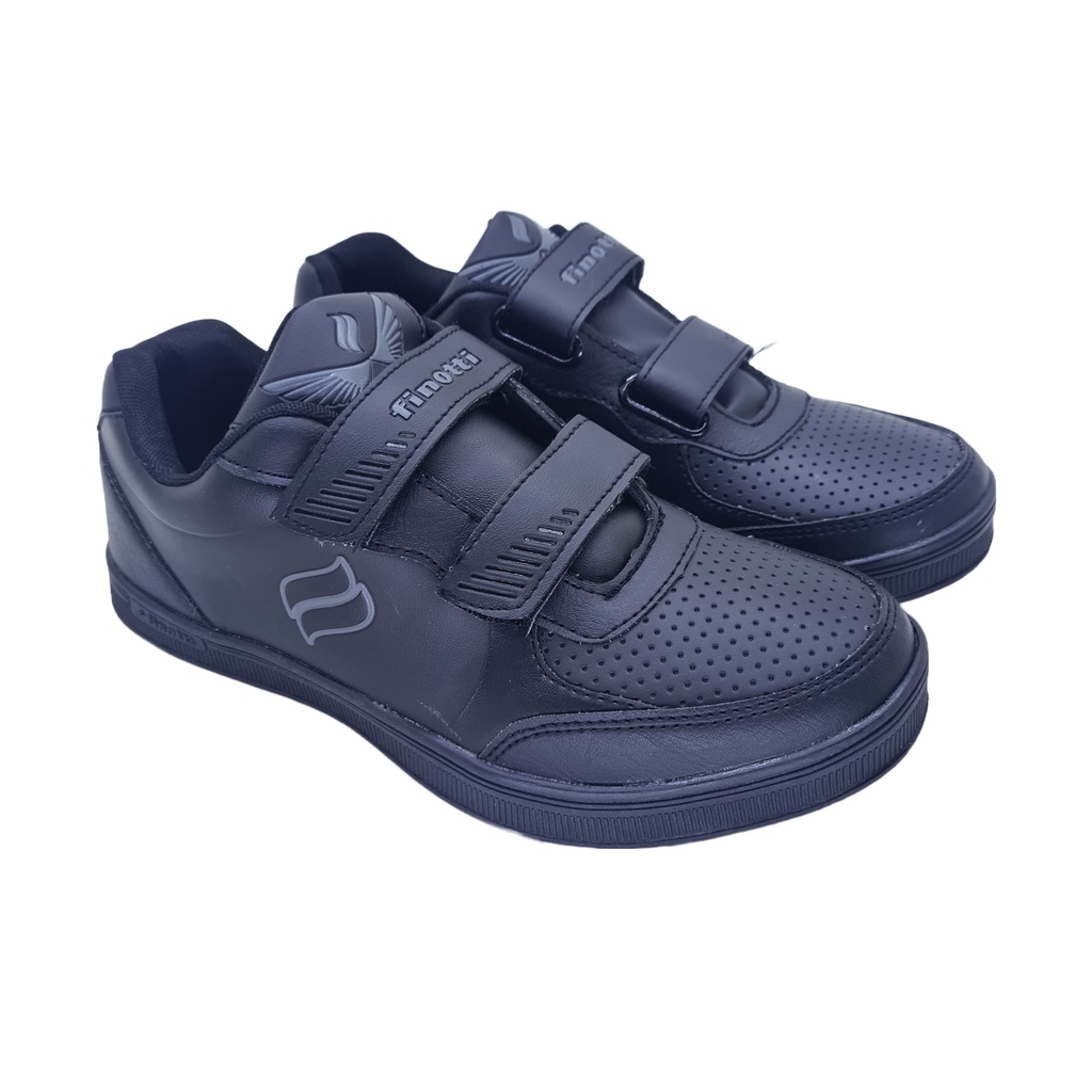 Sepatu sneakers hitam polos sekolah Finotti Saturnus 03 04