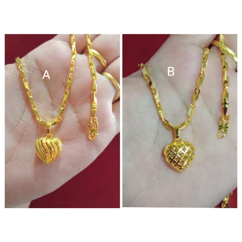 kalung padi balok love garis 45cm dan 50cm lapis emas 24 k