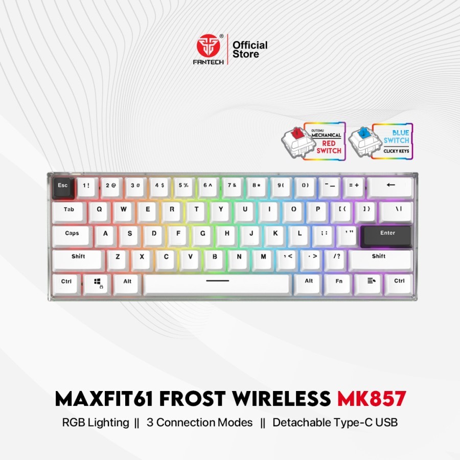 Keyboard Gaming FANTECH MAXFIT61 MK857 Frost Wireless RGB | ITECHBALI