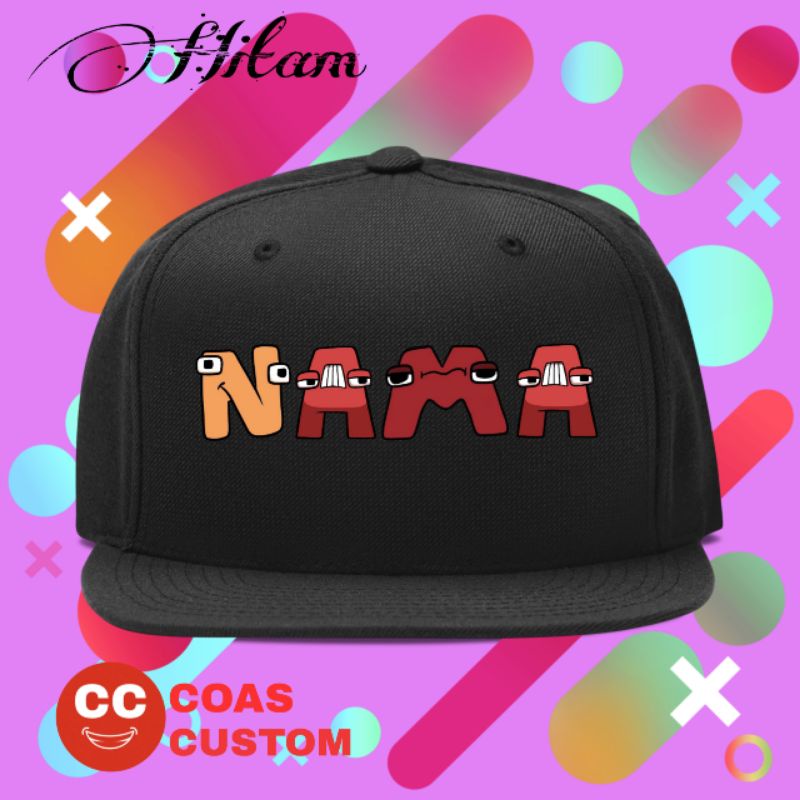 Topi alfabet custom nama pakai alfabet lore