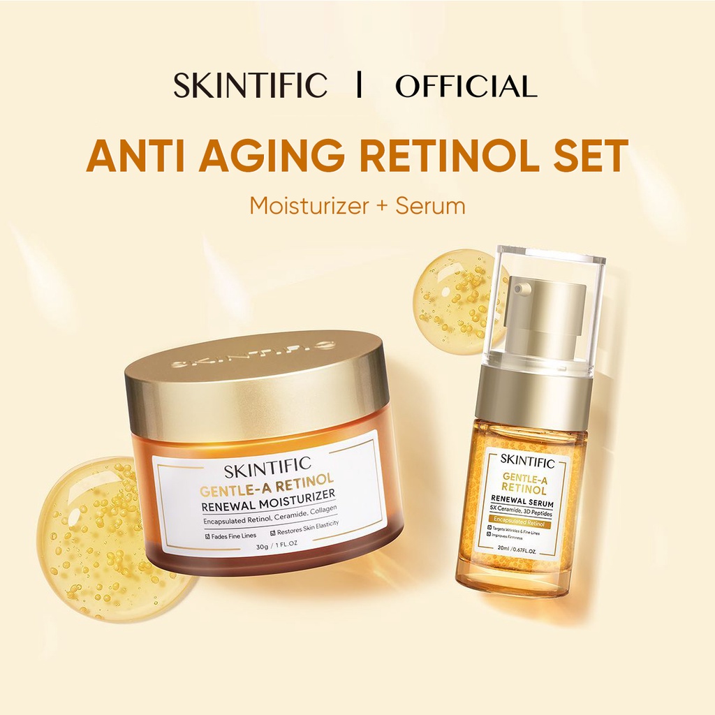 SKINTIFIC 2pcs Anti Aging Retinol set Gentle A Retinol Renewal Serum + Moisturizer