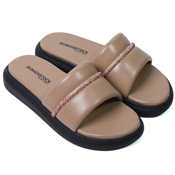 SARASARA YUK - Dunkenstock AGNES Sandal Wanita Tinggi 4cm Size 36 - 40 Selop Tidak Licin Sendal Beleza Wedges Slop Birken Kristal Belleza 37 38 39 Warna Olive Sage Anti Slip Sara Sara Kekinian Premium Terbaru Shoes Ori Original Mall Official Store