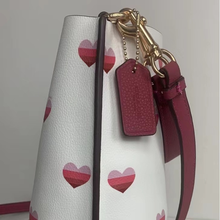 TAS WOMEN WANITA MOLLIE BUCKET BAG 22 WITH STRIPE HEART PRINT CA249