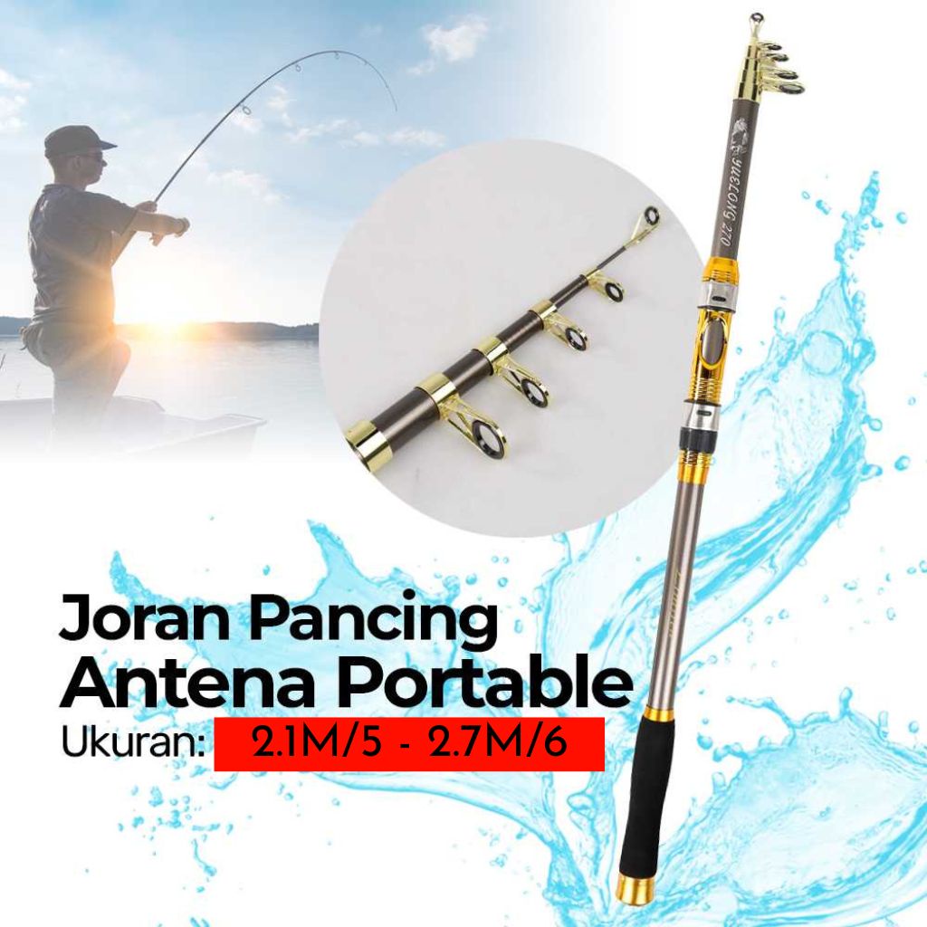 Yuelong Joran { Pancing Antena Portable Carbon Fiber Rod - Alat Pancing / Pancingan Walesan Ikan Lau