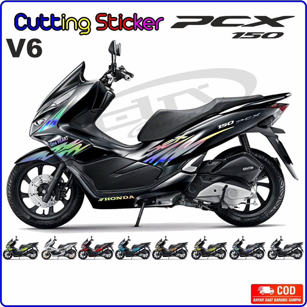 Cutting Sticker Stiker PCX 150 Variasi 6 lis modif motor honda stabilo hologram hitam putih