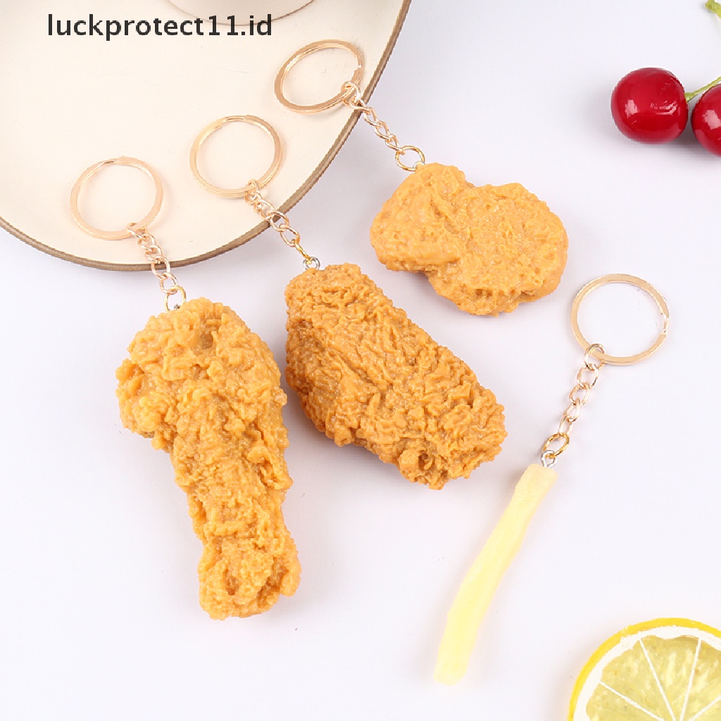 /Fashion Hot//// Gantungan Kunci Makanan Imitasi French Fries Chicken Nuggets Liontin Makanan Ayam Goreng.