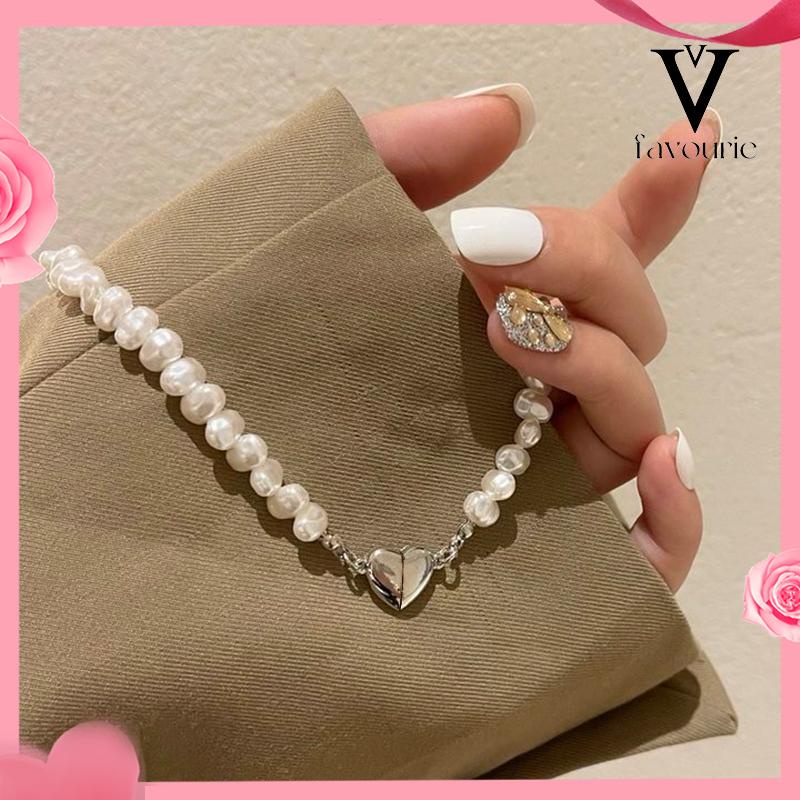 CODKalung Wanita Mutiara Cinta Serba Gesper Magnet Desain Sense Aksesori Rantai Tulang Selangka-FA