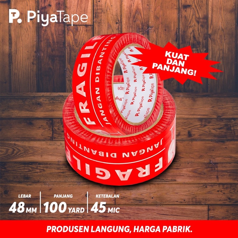 

(Bisa COD) Lakban Fragile 100 yard | lakban 48 mm x 100 yard promo
