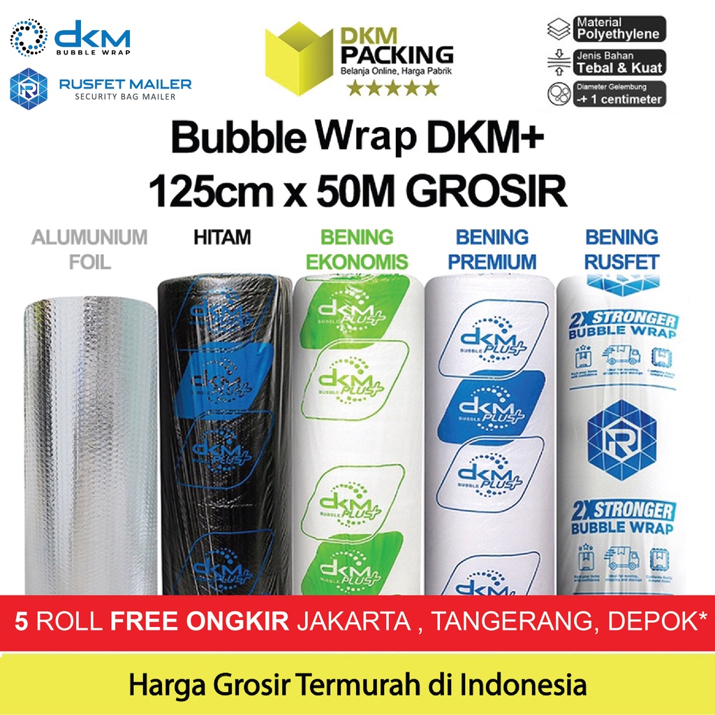 

Plastik Bubble Wrap 125cm x 50m DKM PLUS PREMIUM TERMURAH EKSPEDISI / ROLL