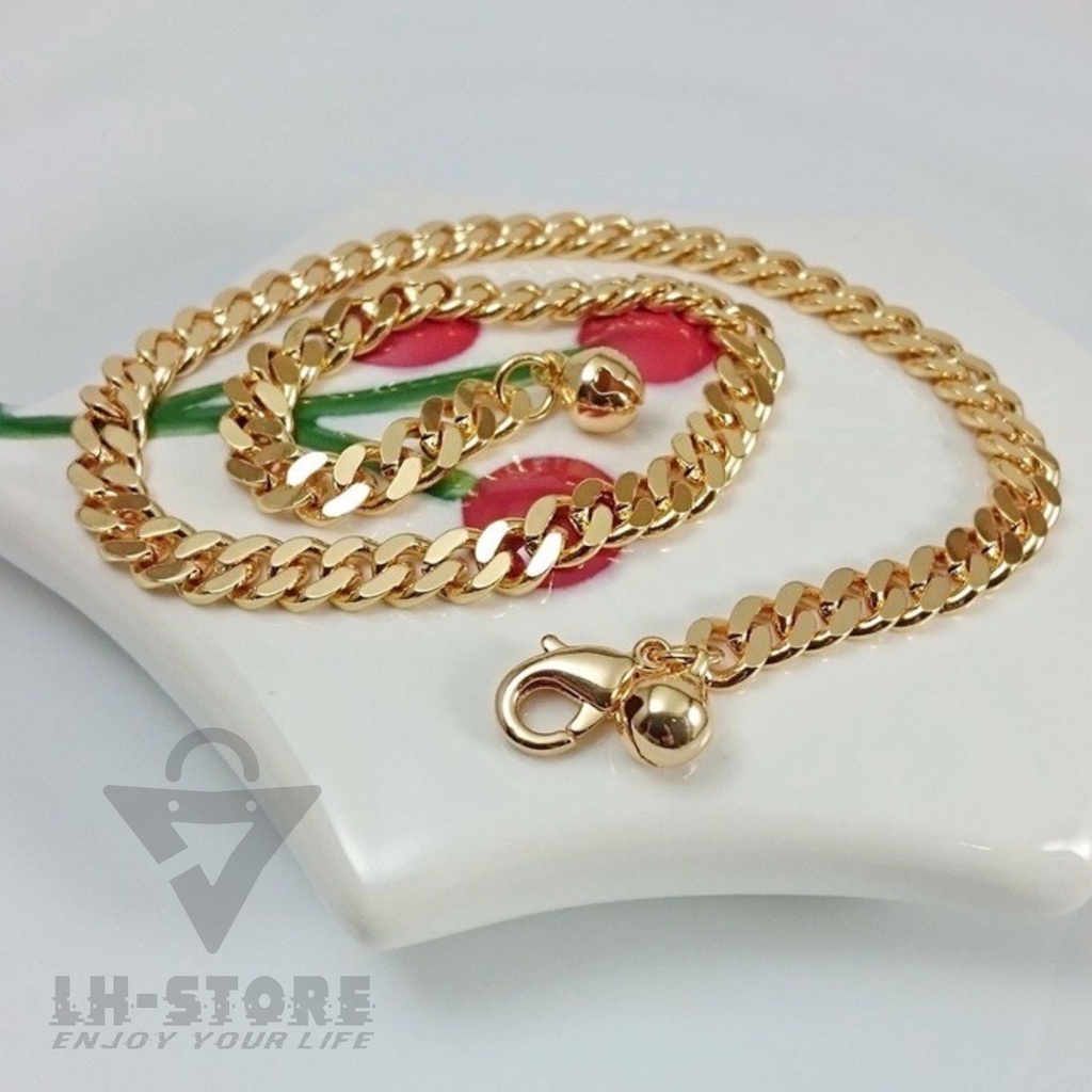 GELANG KAKI TITANIUM WANITA RANTAI POLOS 2 KERINCING ANTI KARAT TERBARU