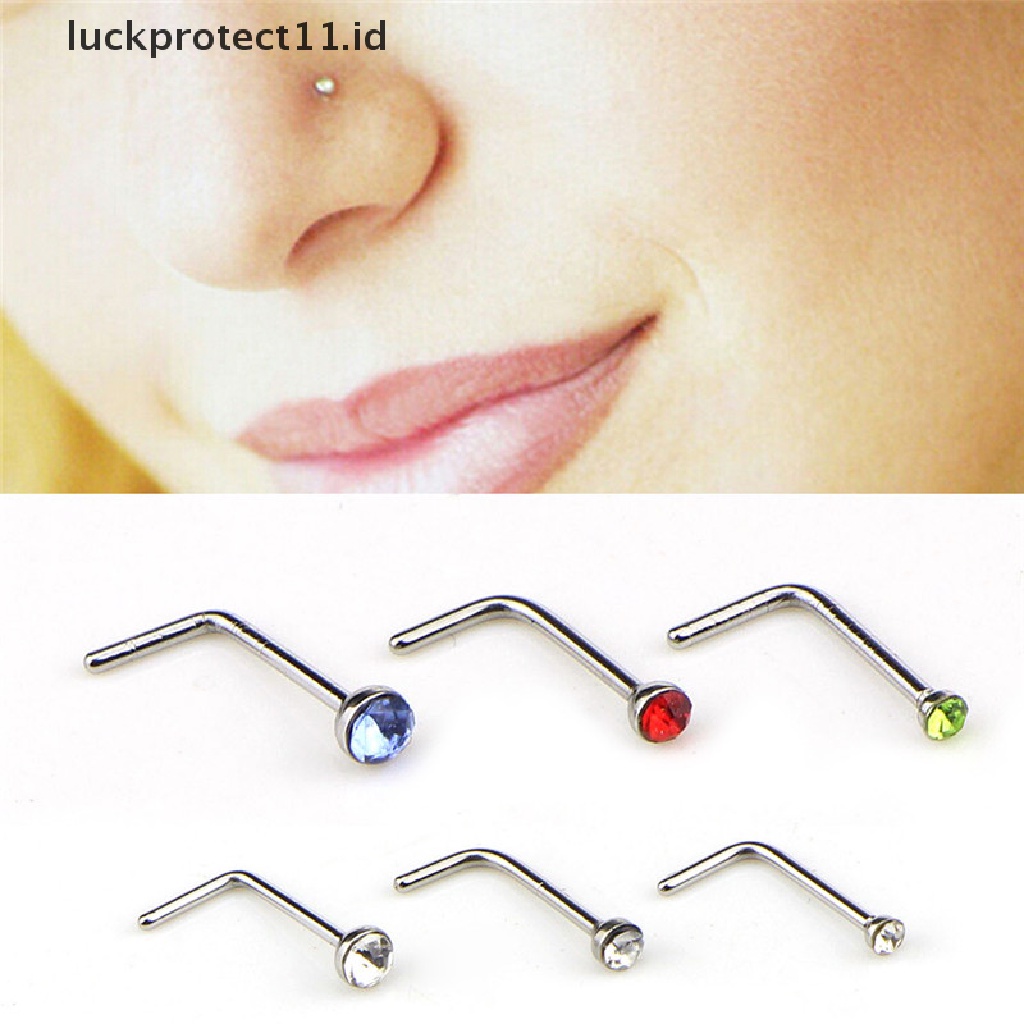 /Fashion Hot// Fashion// 60PCS/Set Stainless Steel CZ Kristal Bentuk L Cincin Hidung Body Stud.