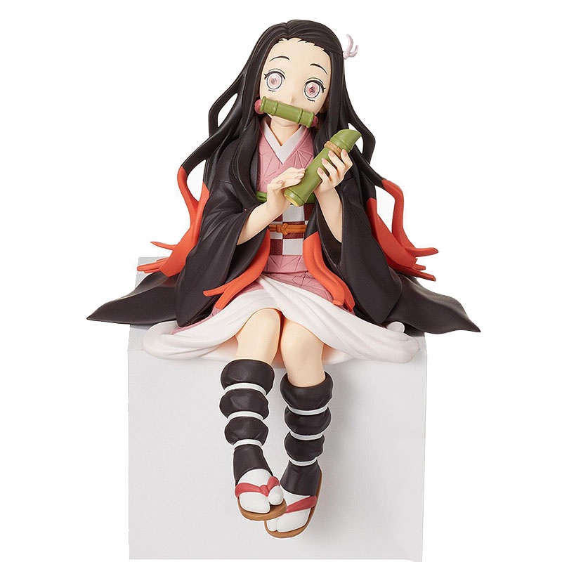 Mainan Action Figure Anime Demon Slayer Nezuko Tanjirou Shinobu Zenitsu Hashibira Inosuke Eat Rice Ball Kimetsu No Yaiba Bahan PVC