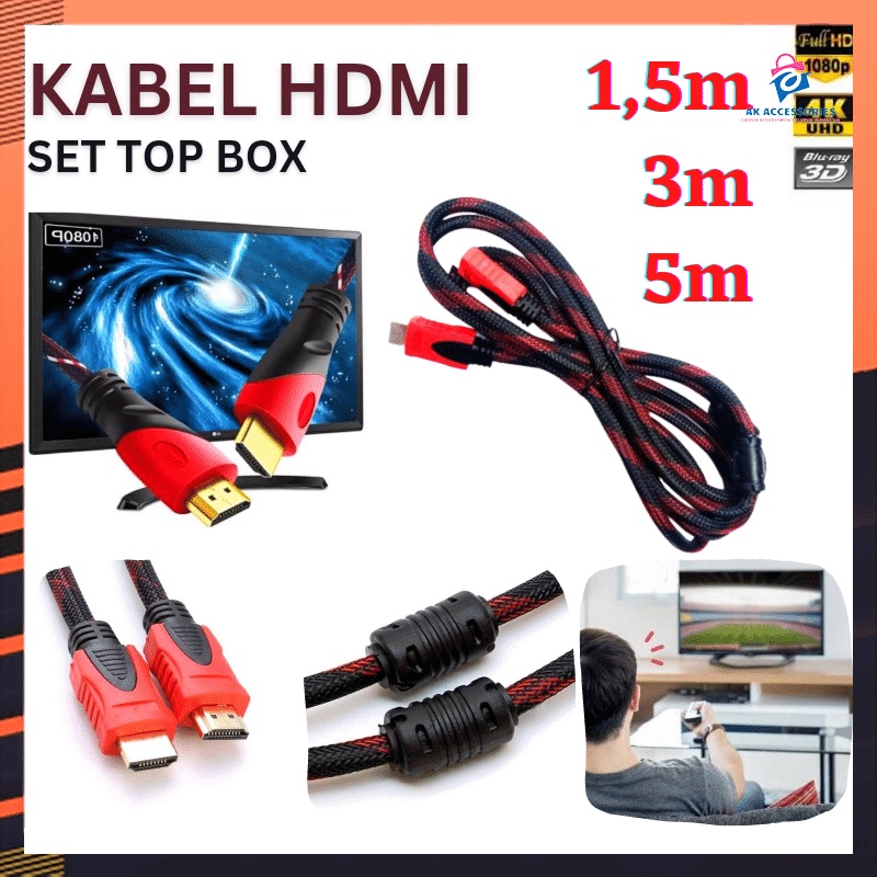 Jual AKACC KABEL HDMI TO HDMI PANJANG 1.5M / 3M / 5M LAPTOP KE TV DLL