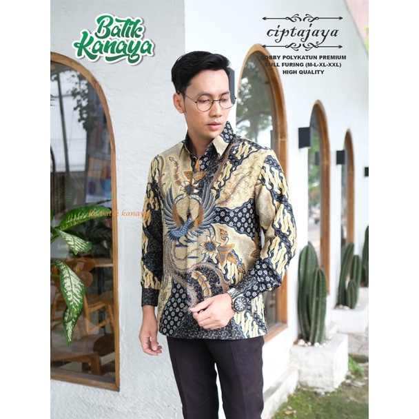 CIPTAJAYA Kemeja Batik Pria Bahan Doby Berlapis Furing