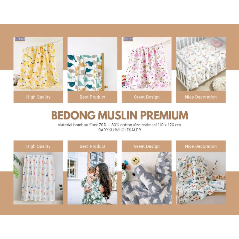 Bedong bayi muslin swaddle me / selimut muslin