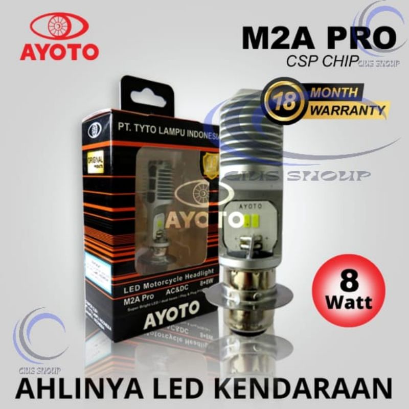 LAMPU LED AYOTO H6 CSP M2A PRO AC DC PNP CAHAYA PUTIH UNTUK LAMPU UTAMA MOTOR BEBEK DAN MATIC
