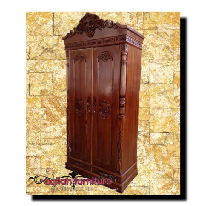 LEMARI PAKAIAN LEMARI PAKAIAN PINTU 2 KAYU JATI UKIR JEPARA