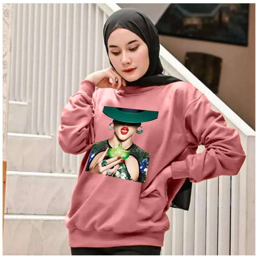 Kaos Lengan Panjang DTF  CEWEK GELAS / Kaos Sweatshirt / Atasan Wanita / Atasan Wanita Lengan Panjang