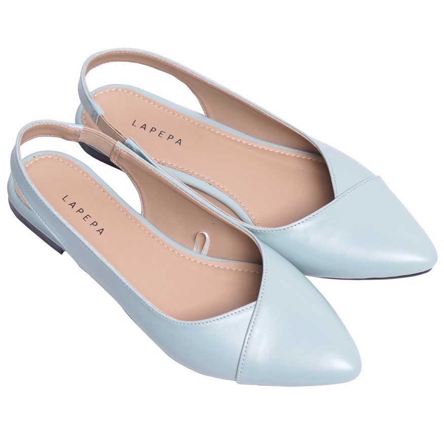 LAPEPA YUK - Sepatu Flat Shoes Wanita FREYA Untuk Kerja kantor Spatu Flatshoes Cewek Kuliahan Jalan Santai Casual Empuk Slop Lancip Warna MINT Kasual Hijau Sage Green Strap Tali Selop Belakang Premium Original Kekinian Terbaru Shoes Mall Official Store