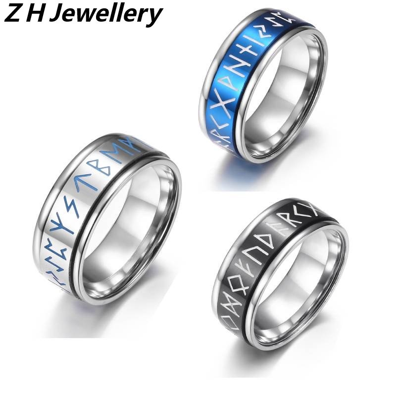 [Z H Perhiasan] Fashion Pria Baja Titanium Romawi Dapat Diputar Cincin Hip Hop Pesta Stainless Steel Cincin Perhiasan Aksesoris