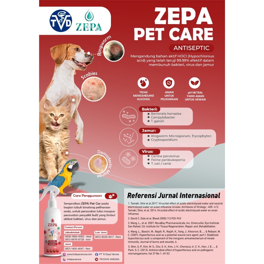 Zepa Pet Care ANTISEPTIC Cair Obat Luka Kucing Anjing Anti Jamur Virus