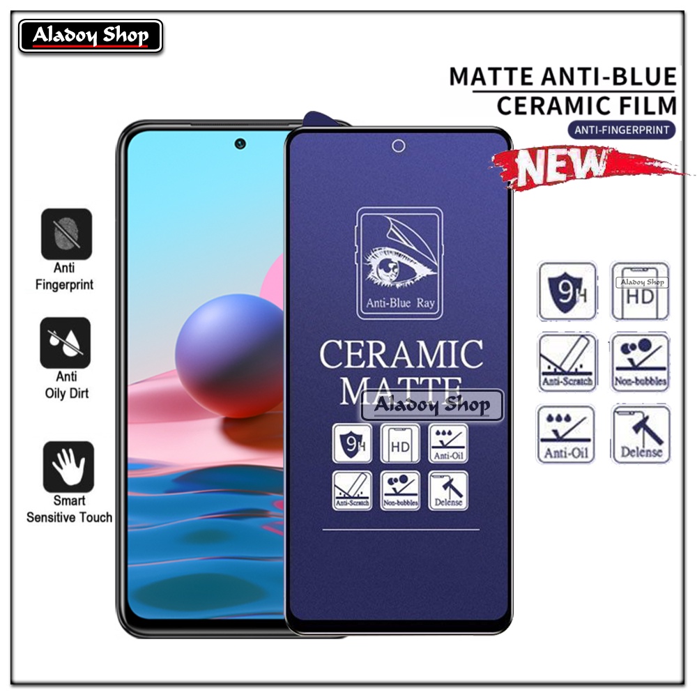 PAKET 3IN1 Anti Gores Blue Matte Anti Glare Xiaomi Redmi Note 10/10S + Tempered Glass Camera dan Skin Carbon