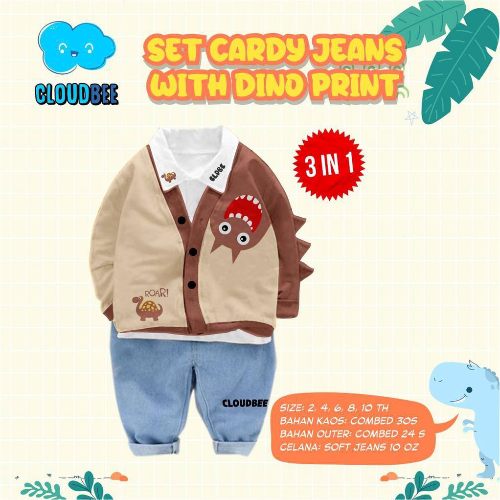 SET CARDY JEANS WITH DINO PRINT