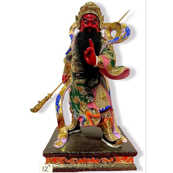 patung dewa kwankong kayu Taiwan uk 12 inch