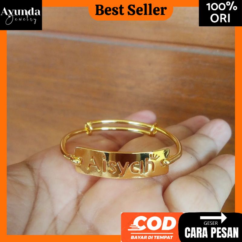 Gelang Nama Anak/Dewasa Lapis emas Anti karat