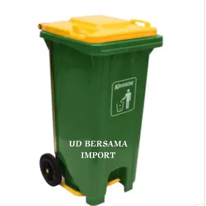 KRISBOW Dustbin 120L Outdor dengan Pedal/Tempat Sampah - Green And Yellow