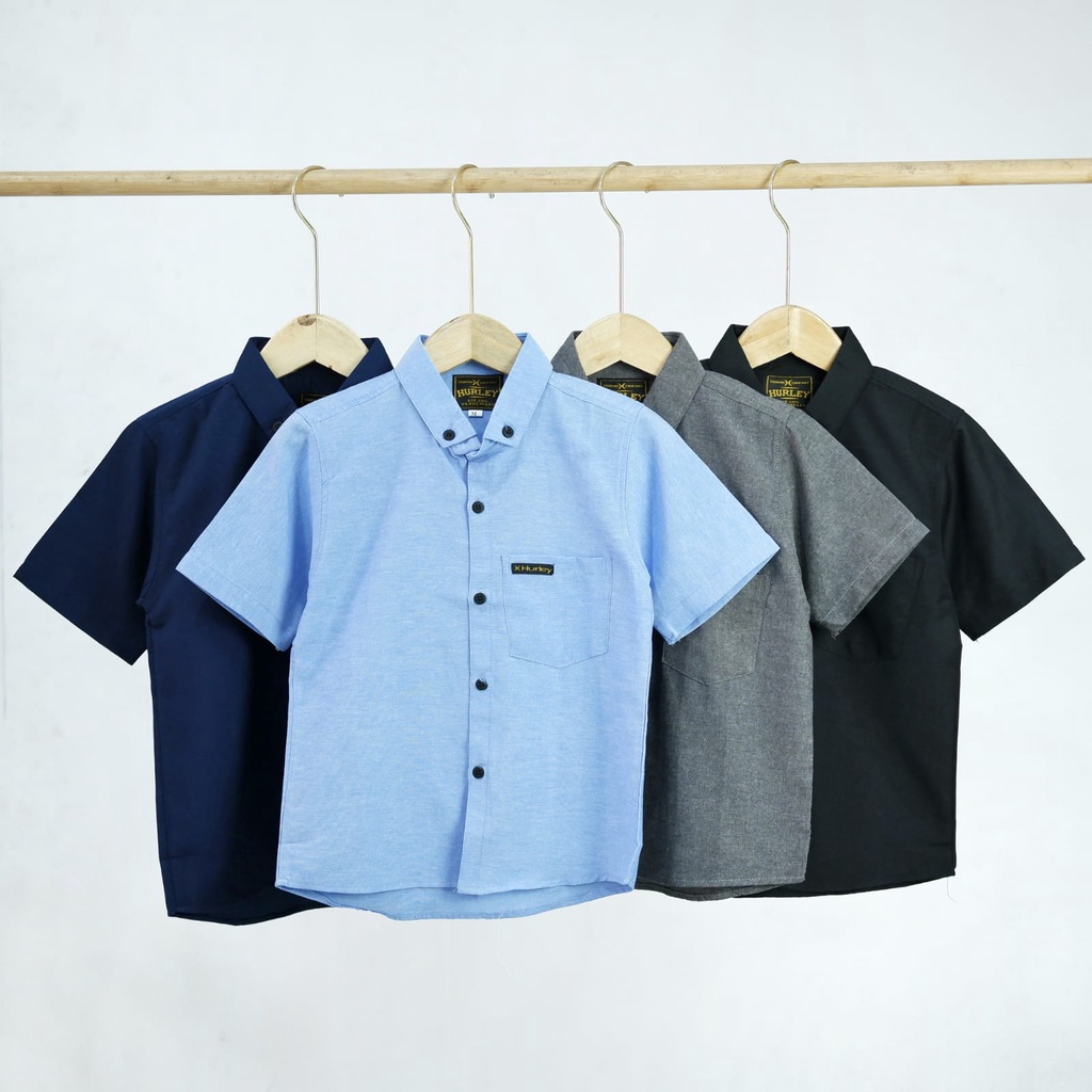 Kemeja Distro Atasan Lengan Pendek Polos Anak Laki Cowok 3 4 5 6 7 8 9 10 Tahun