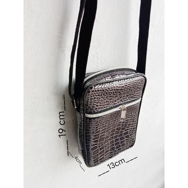 Tas selempang croco Zipper sillver TSC S Sling bag Zipper silver