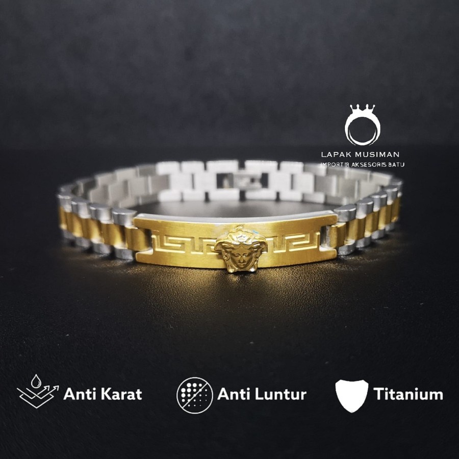 [Bayar Di Tempat] Gelang Pria Titanium Anti Karat Model Keren Anti Karat Kualitas Super