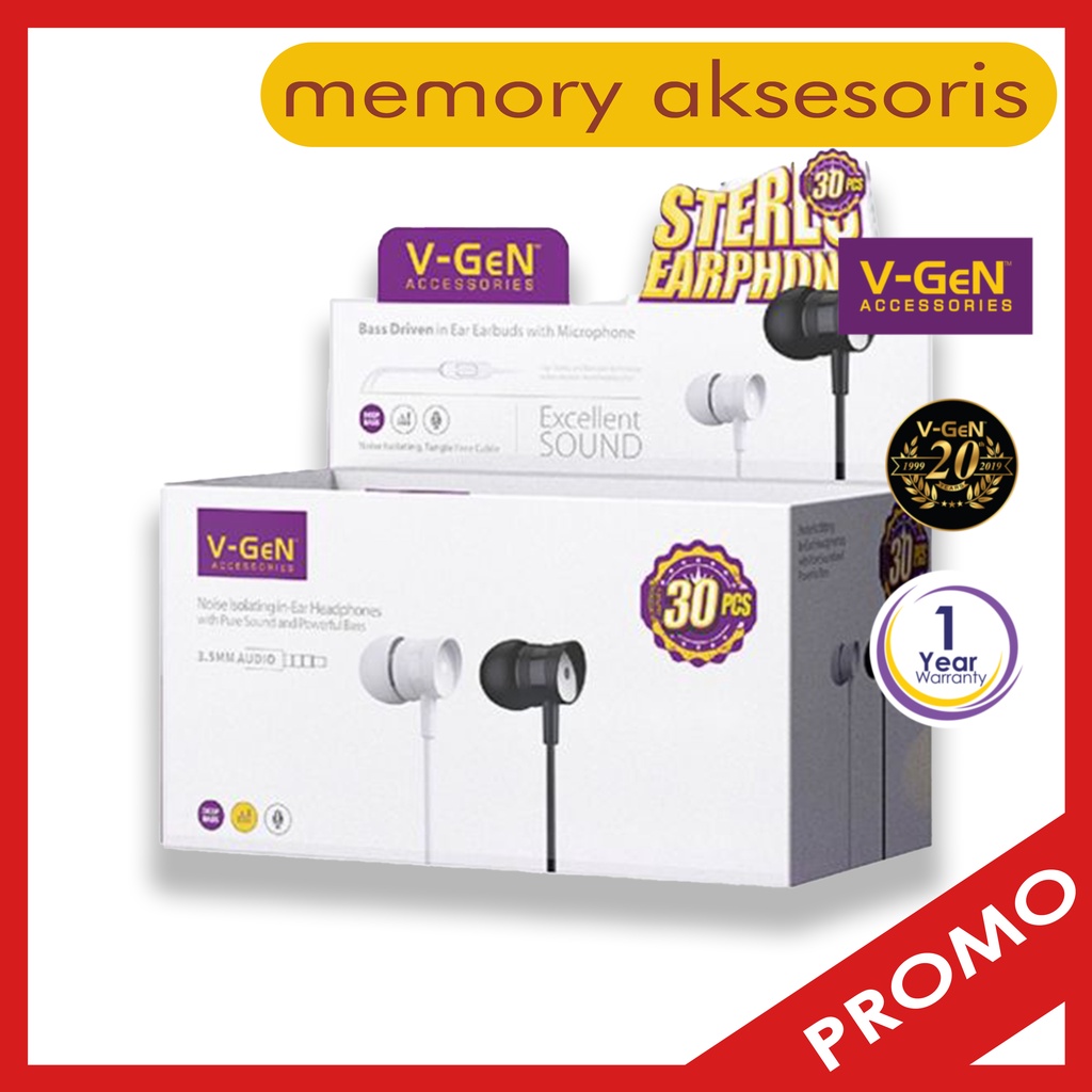 HEADSET VGEN VEP1-30 Extra Bass Stereo (isi 30pcs)