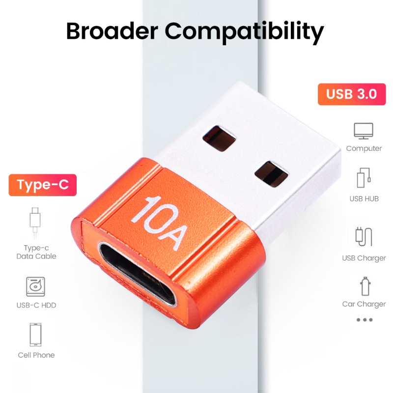 Usb 3.0 Adaptor Pengisian Cepat Power Charger Cable Adapter USB OTG Male To Type C Female Adapter Converter 10A Adaptor Transfer Data Kompatibel Dengan Laptop Macbook