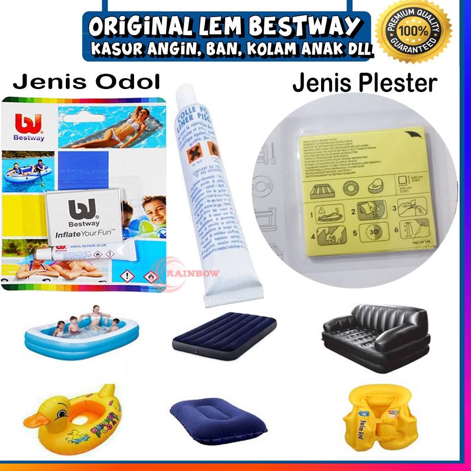 

T(19♥☞) Bestway - Lem Tambal Ban Kolam Plastik Renang Anak Repair Kit Repair Kit / Lem Tambal Bestway Kasur siap dikirim