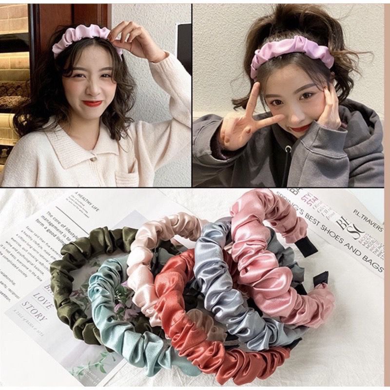 Bando Korea Bandana Kerut Srunchie Tebal Besar Headband Bando Impor