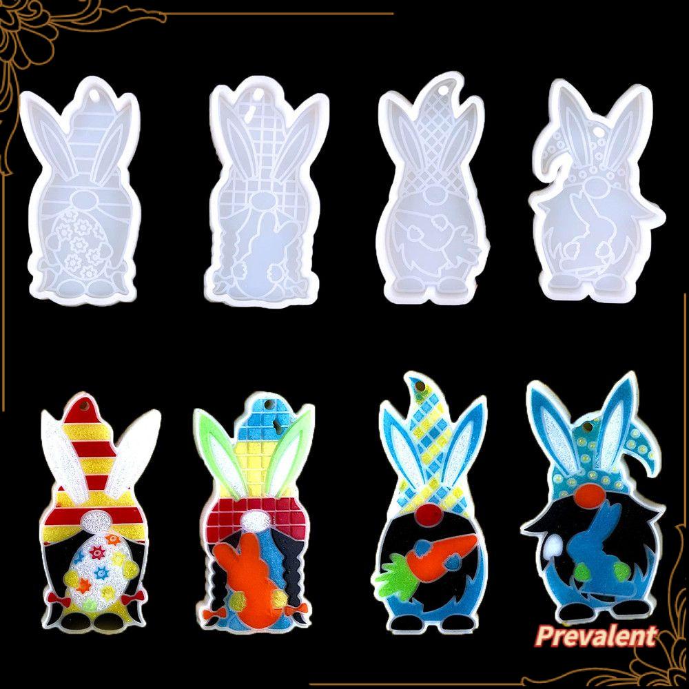 PREVA Easter Rubbit Mold Pendant Resin Crafts Hanging Tags Silicone Moulds Dwarf Cake Tools Bunny Mold