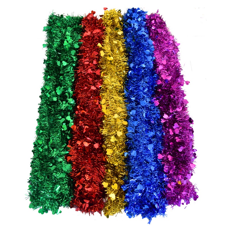 T&amp;Y Slinger Tinsel Rumbai 2 Meter Hiasan Pohon Natal Motif Bintang Love Polos Aksesoris Dekorasi Rumah Ornamen Natal Slinger Motif 2 Warna 2 Mtr Murah