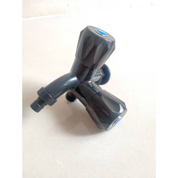 kran shower cabang new SOLIGEN hitam keran double shower PVC soligen 1/2